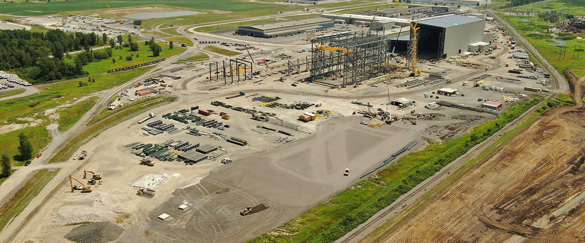 Arial photo steel mill construction
